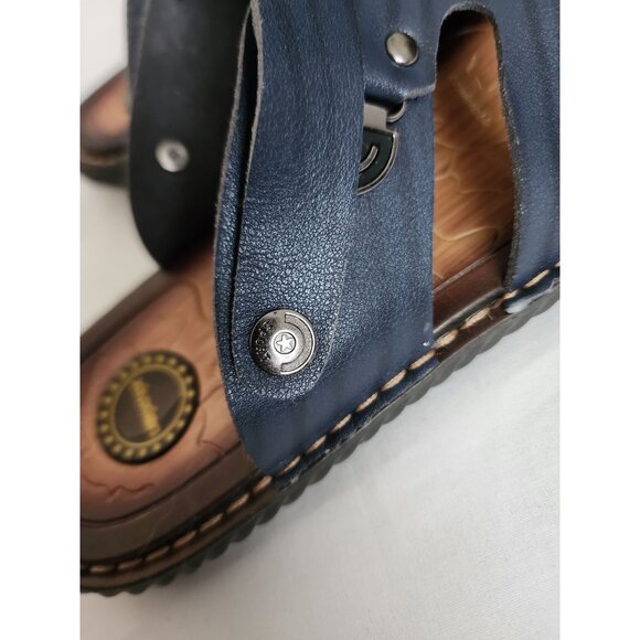 XiuXian Men's Navy Blue/Brown Fashion Leather Flip Flop Slipper Sandal Size 42 - Picture 7 of 10